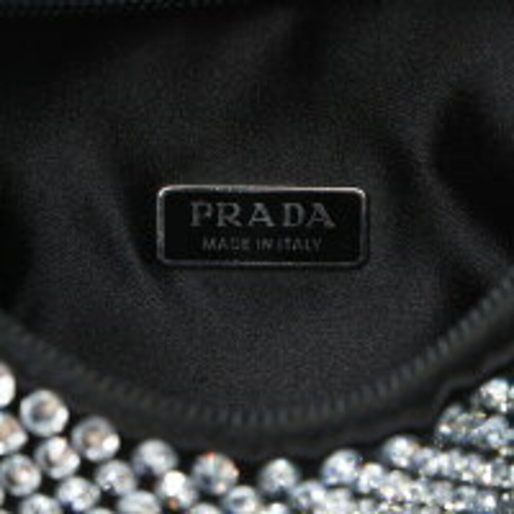 Prada Crystal Satin Hobo Bag Shoulder Black - Picture 10 of 13